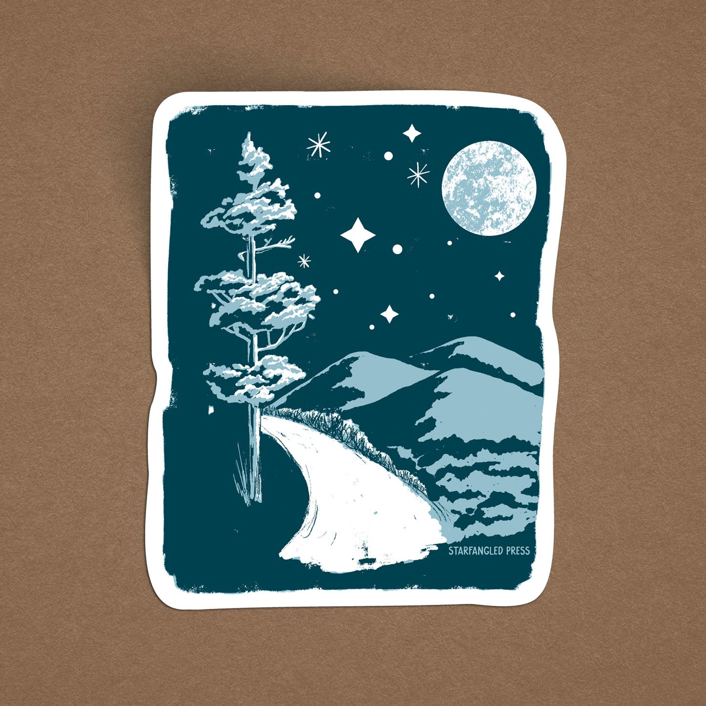 Mountain Parkway At Night Sticker