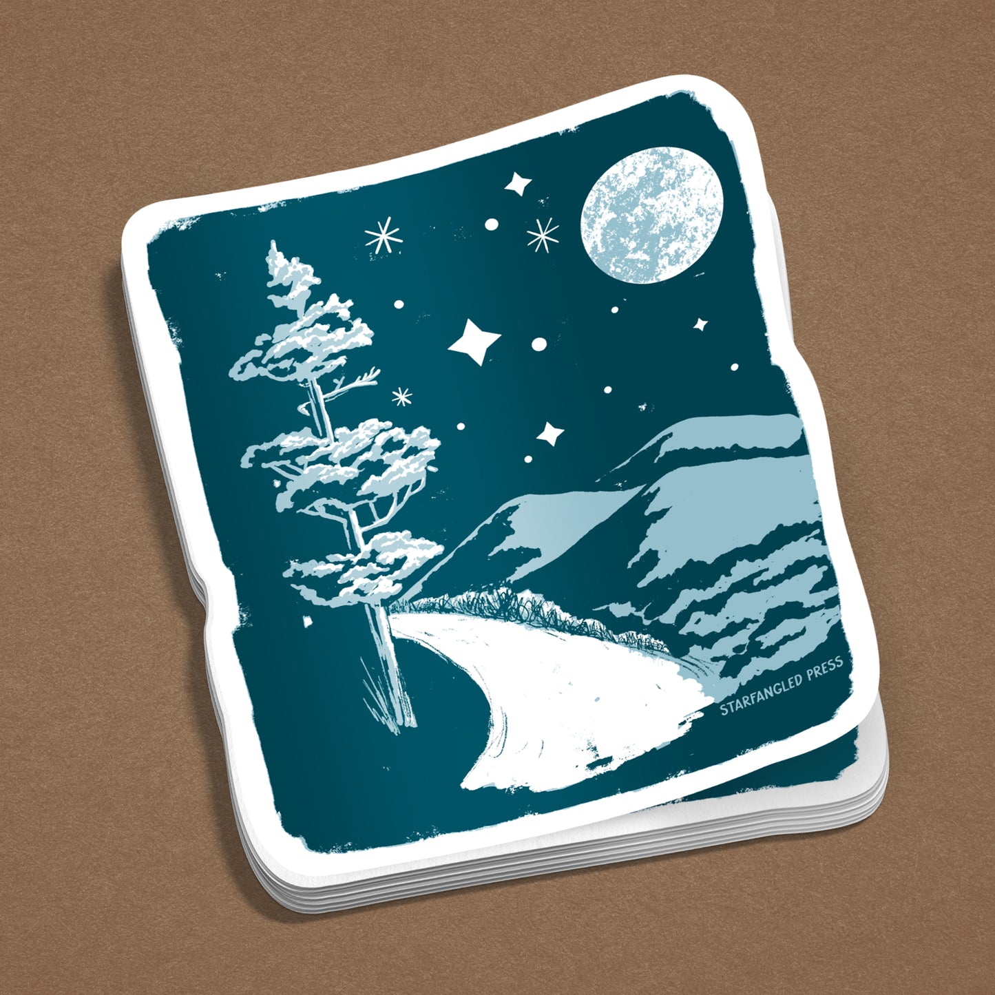 Mountain Parkway At Night Sticker