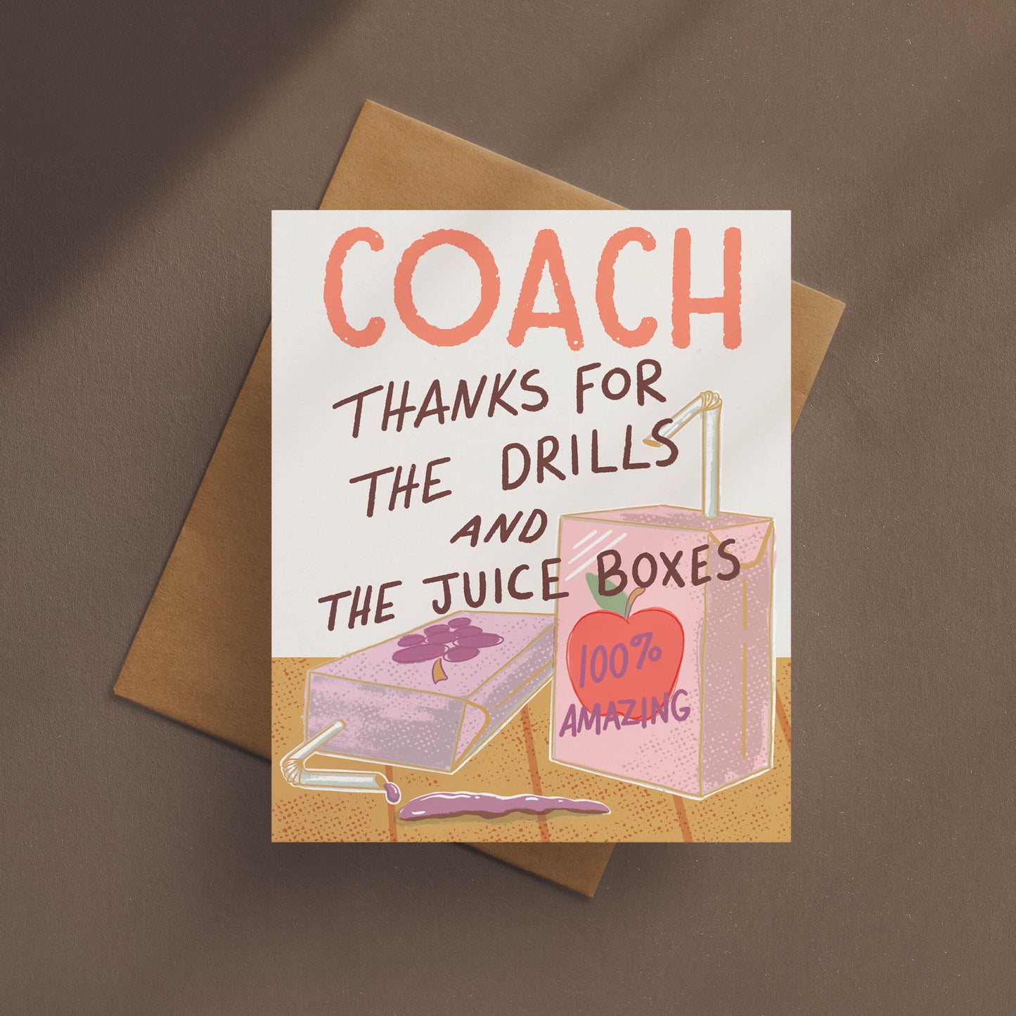 Drills and Juice Boxes Thanks Coach Card