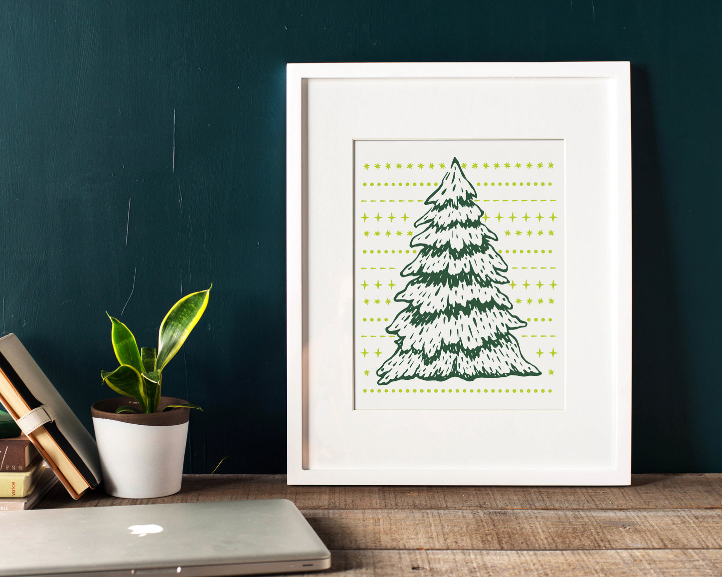 Snowy Tree Modern Folk Style Screenprint
