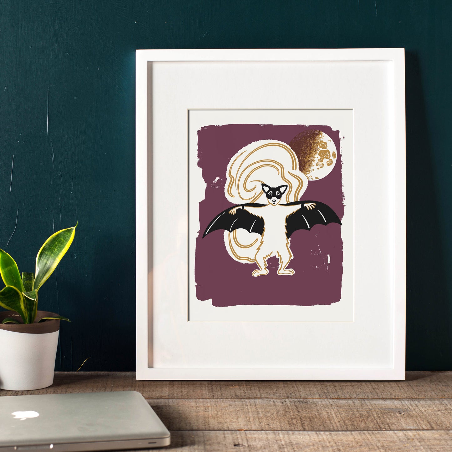 White Squirrel In A Bat Costume Screenprint