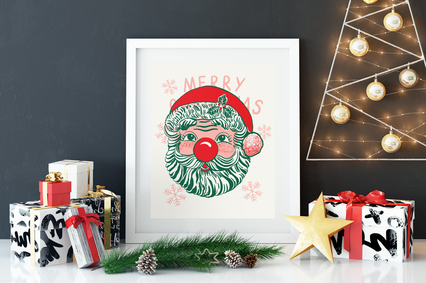 Retro Santa Claus Screenprint