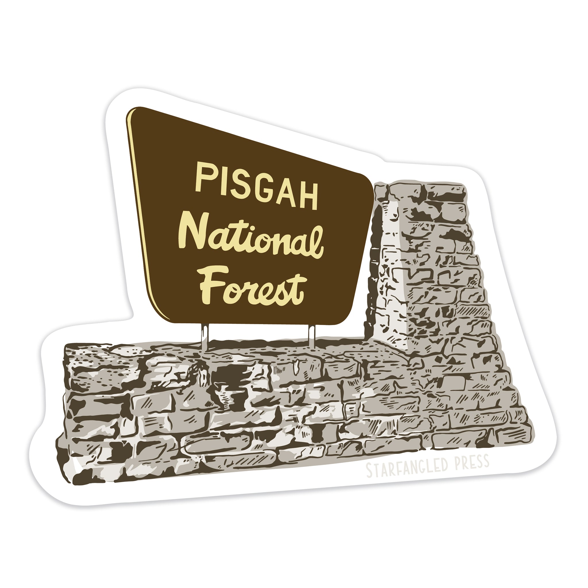 Pisgah Stone Sign 3" Vinyl Sticker