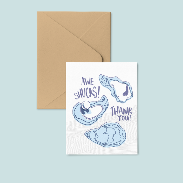 Awe Shucks Letterpress Thank You Card