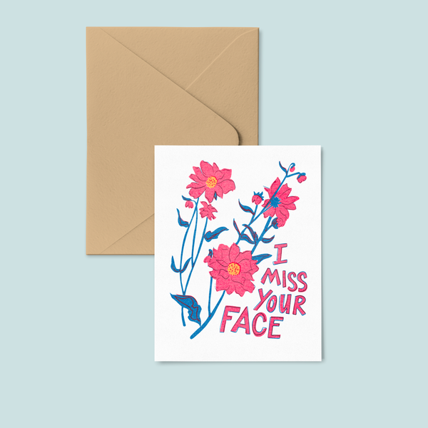 Miss Your Face Letterpress Greeting Card