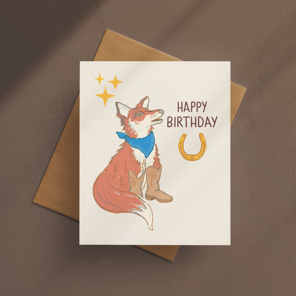 Western Fox Birthday Card