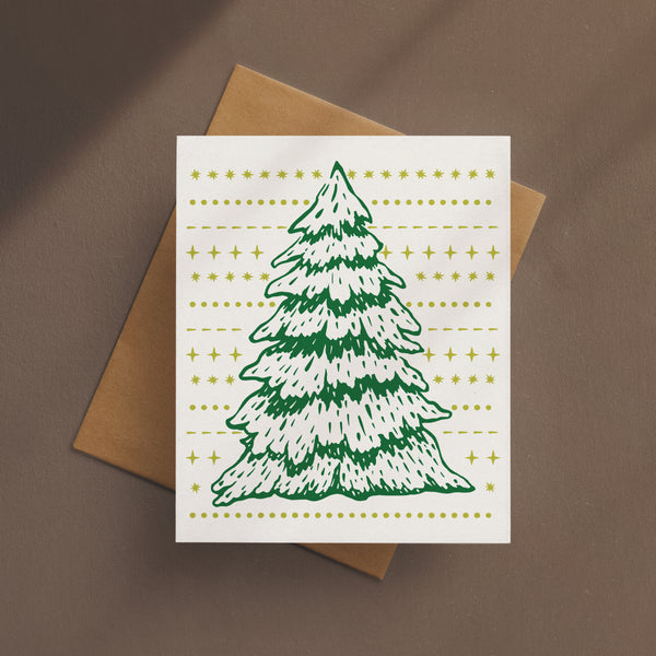 Snowy Tree Modern Folk Style Card