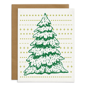 Snowy Tree Modern Folk Style Card