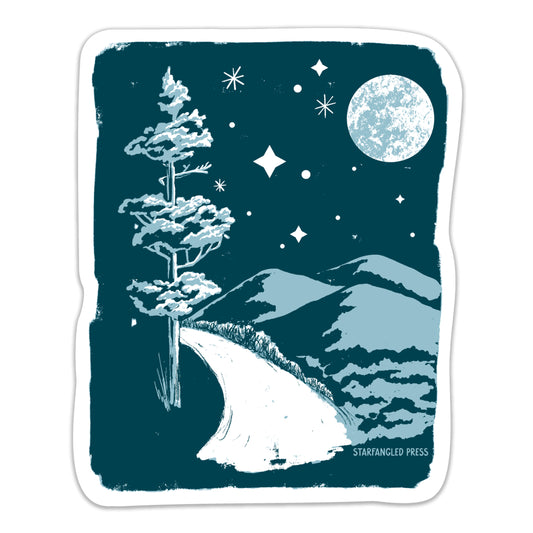 Mountain Parkway At Night Sticker