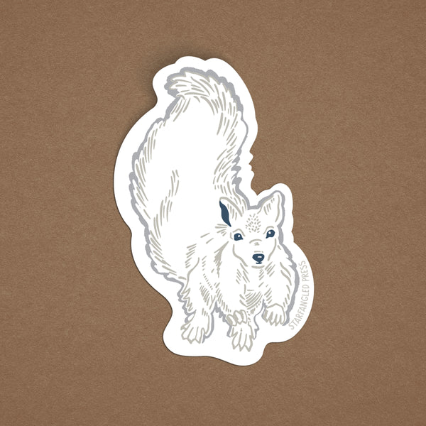 White Squirrel Running 3" Vinyl Sticker