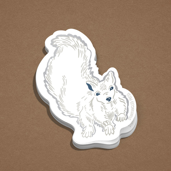 White Squirrel Running 3" Vinyl Sticker