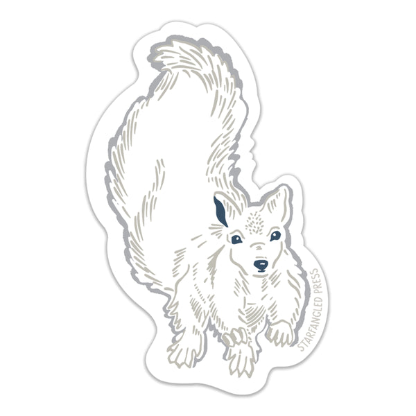 White Squirrel Running 3" Vinyl Sticker