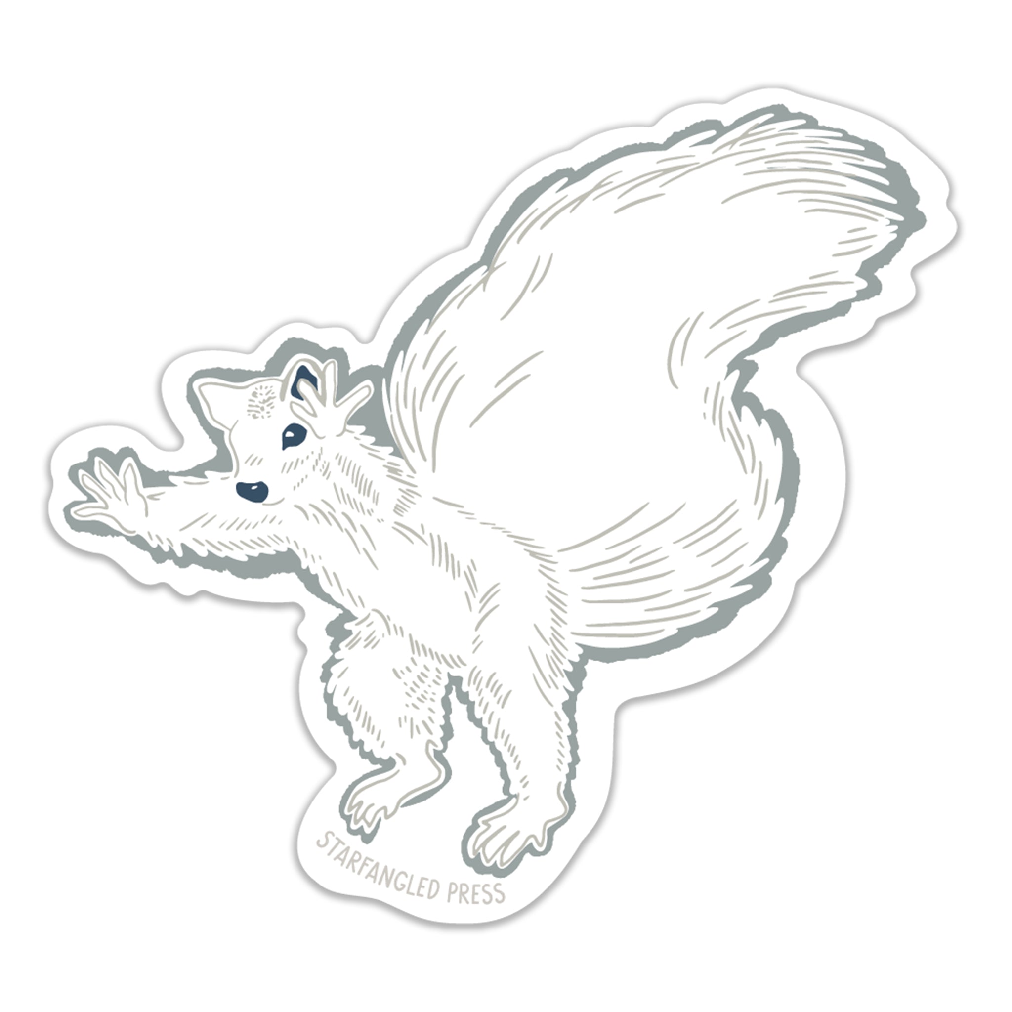 White Squirrel Reaching 3" Vinyl Sticker