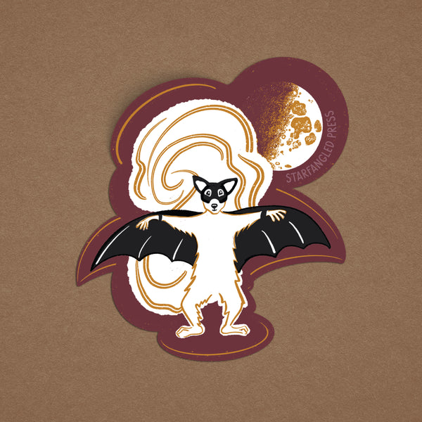 White Squirrel In A Bat Costume 3" Vinyl Sticker