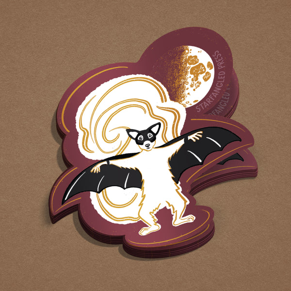 White Squirrel In A Bat Costume 3" Vinyl Sticker