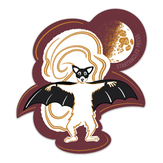 White Squirrel In A Bat Costume Sticker