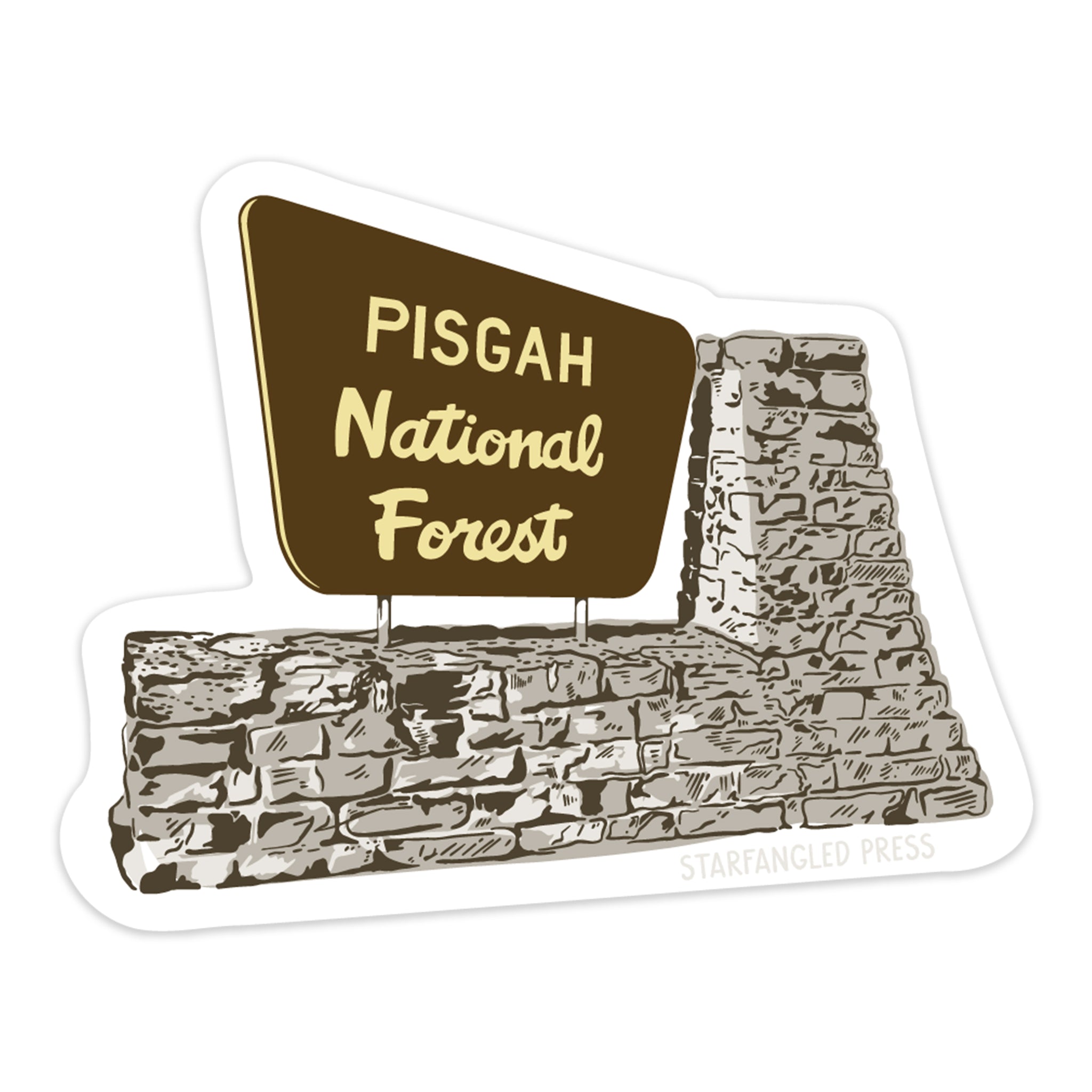 Pisgah Stone Sign 3" Vinyl Sticker