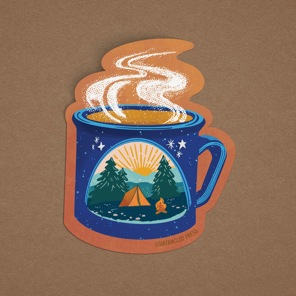 Campsite Coffee Cup 3" Vinyl Sticker