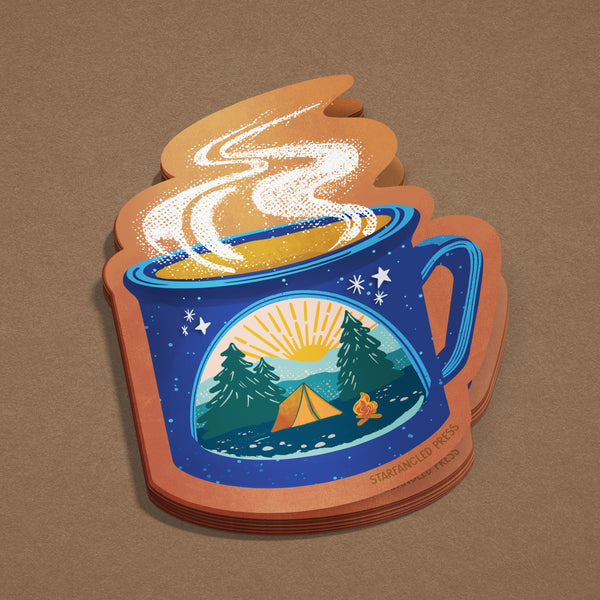 Campsite Coffee Cup 3" Vinyl Sticker