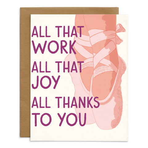 All Thanks To You, Dance Instructor Card