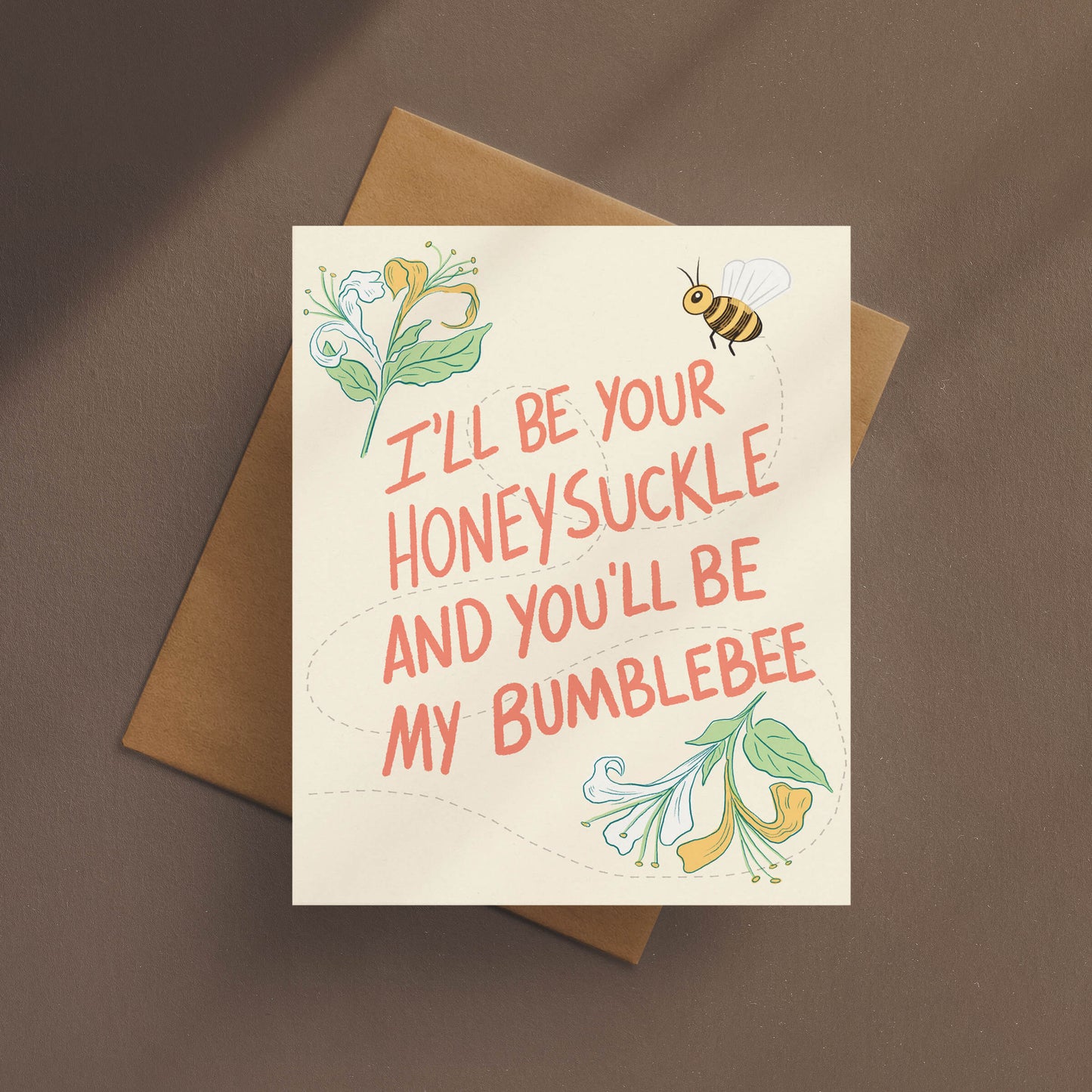 Honeysuckle and Bumblebee Card