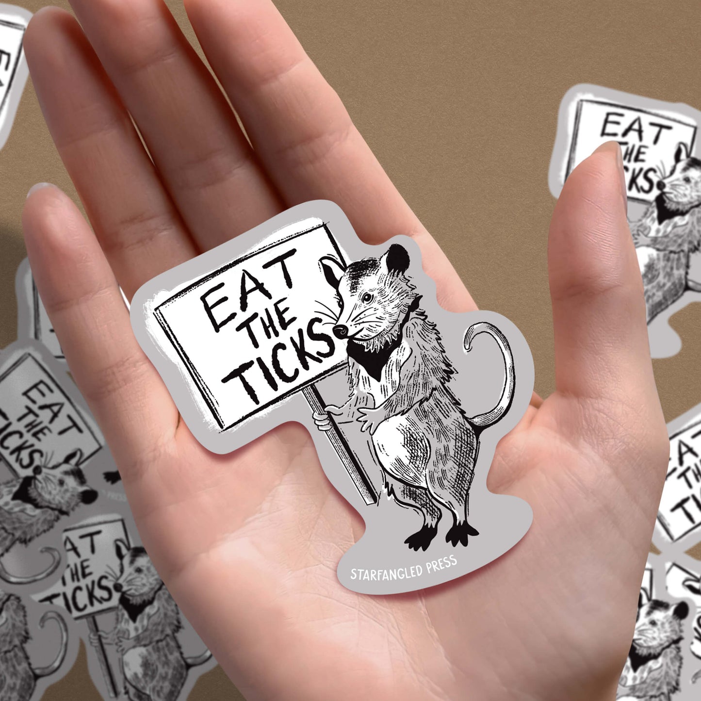 Eat The Ticks Possum Sticker