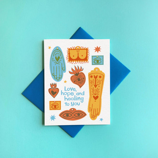 Hope and Healing Ex Voto Risograph Greeting Card