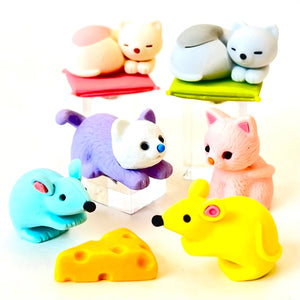 Iwako Cat & Mouse Eraser Card