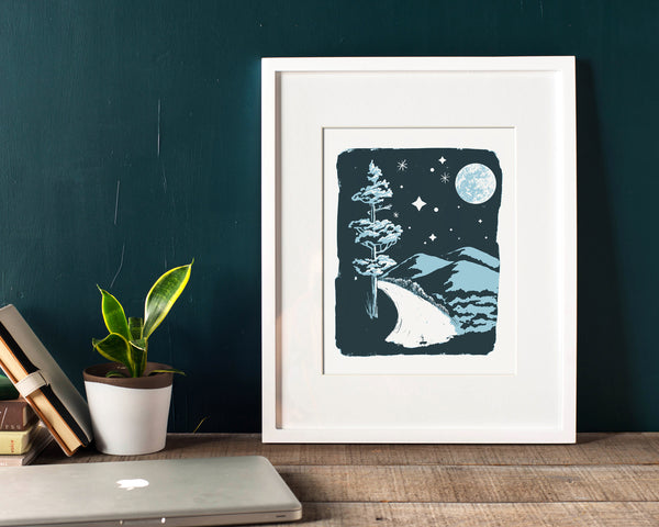 Seconds Sale - Mountain Parkway At Night Screenprint