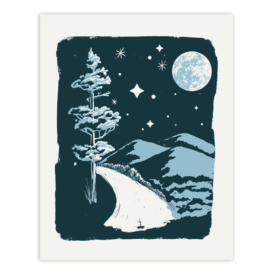 Mountain Parkway At Night Screenprint