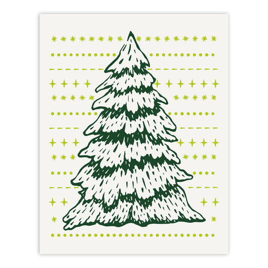 Snowy Tree Modern Folk Style Screenprint