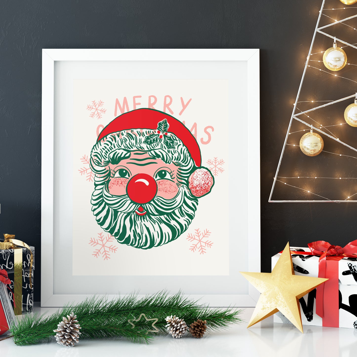 Retro Santa Claus Screenprint