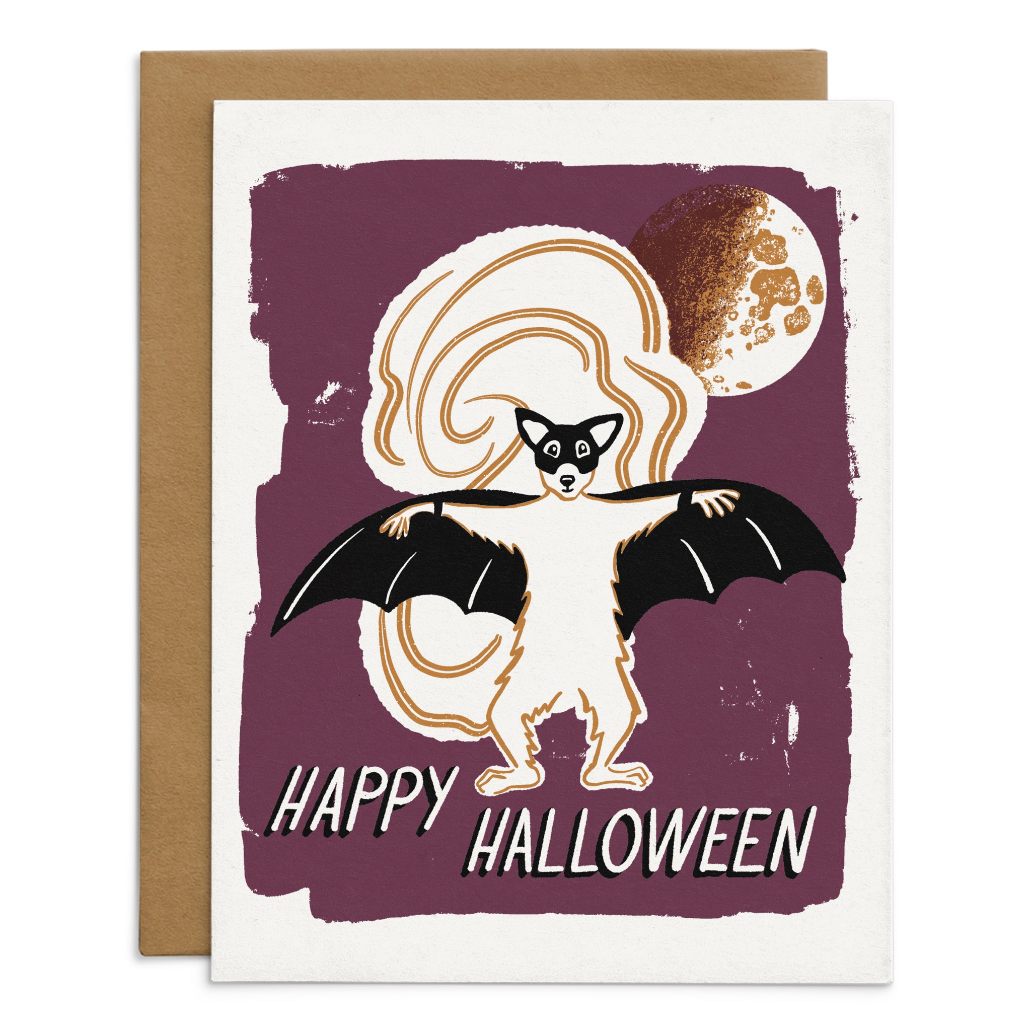 Happy Halloween White Squirrel In A Bat Costume Card