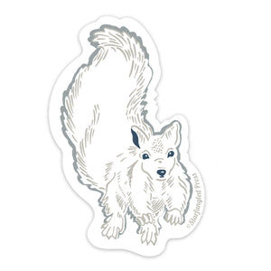 White Squirrel Running 3" Vinyl Sticker