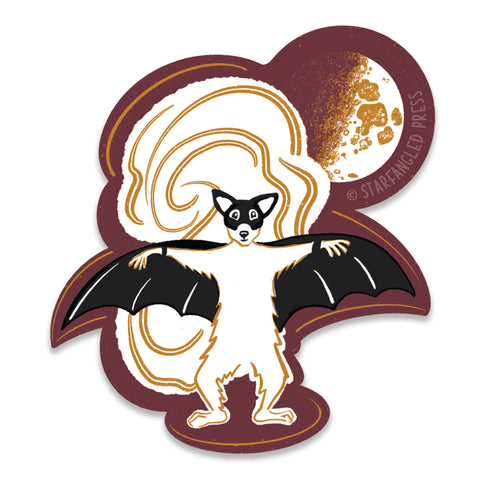 White Squirrel In A Bat Costume 3" Vinyl Sticker
