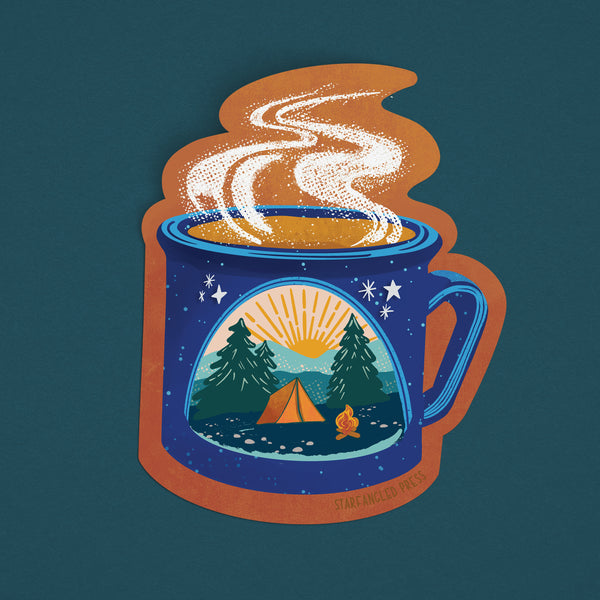 Campsite Coffee Cup 3" Vinyl Sticker