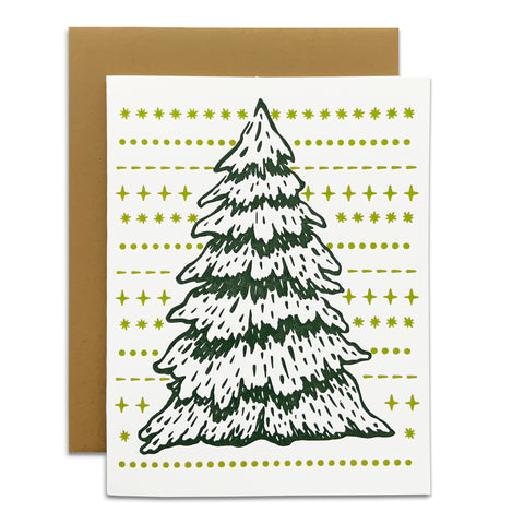 Snowy Tree Modern Folk Style Holiday Card