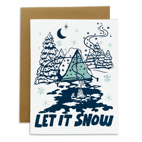 Let It Snow Winter Camping Holiday Card