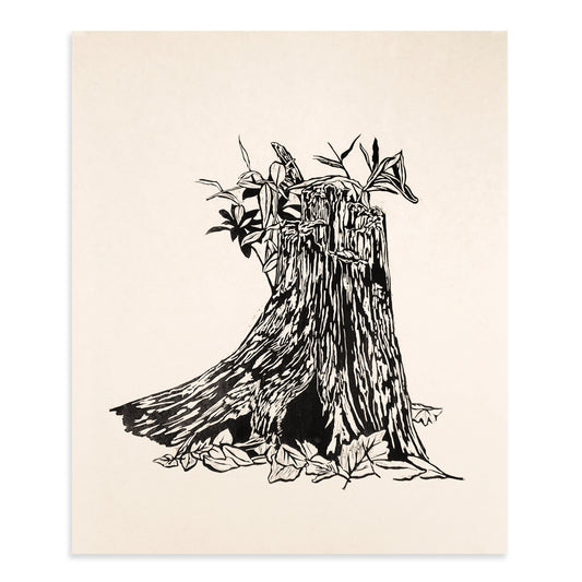 Log Hollow Woodcut Print