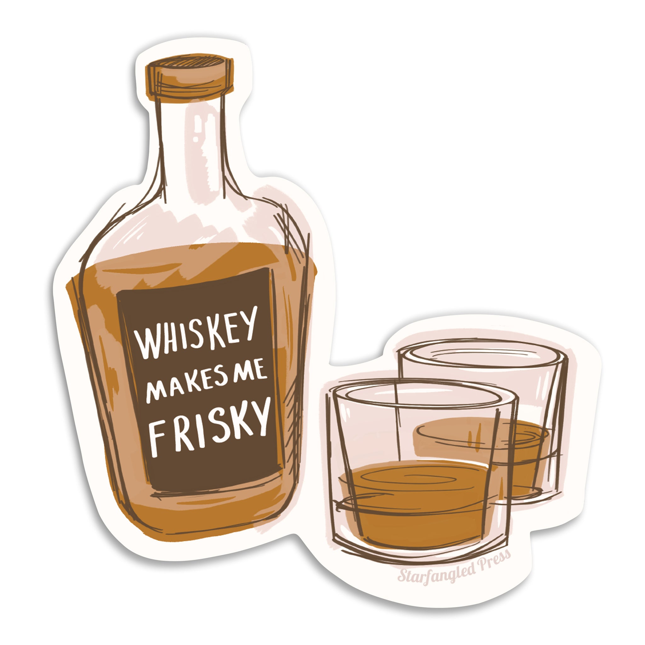 Whiskey Makes Me Frisky 3" Vinyl Sticker