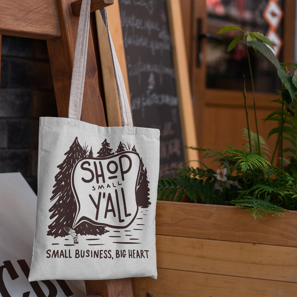 Seconds Sale - Shop Small Y'all - Small Business, Big Heart Gnome Tote Bag