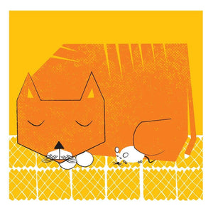 Naptime, Cat & Mouse Art Print - Hand Screenprinted Limited