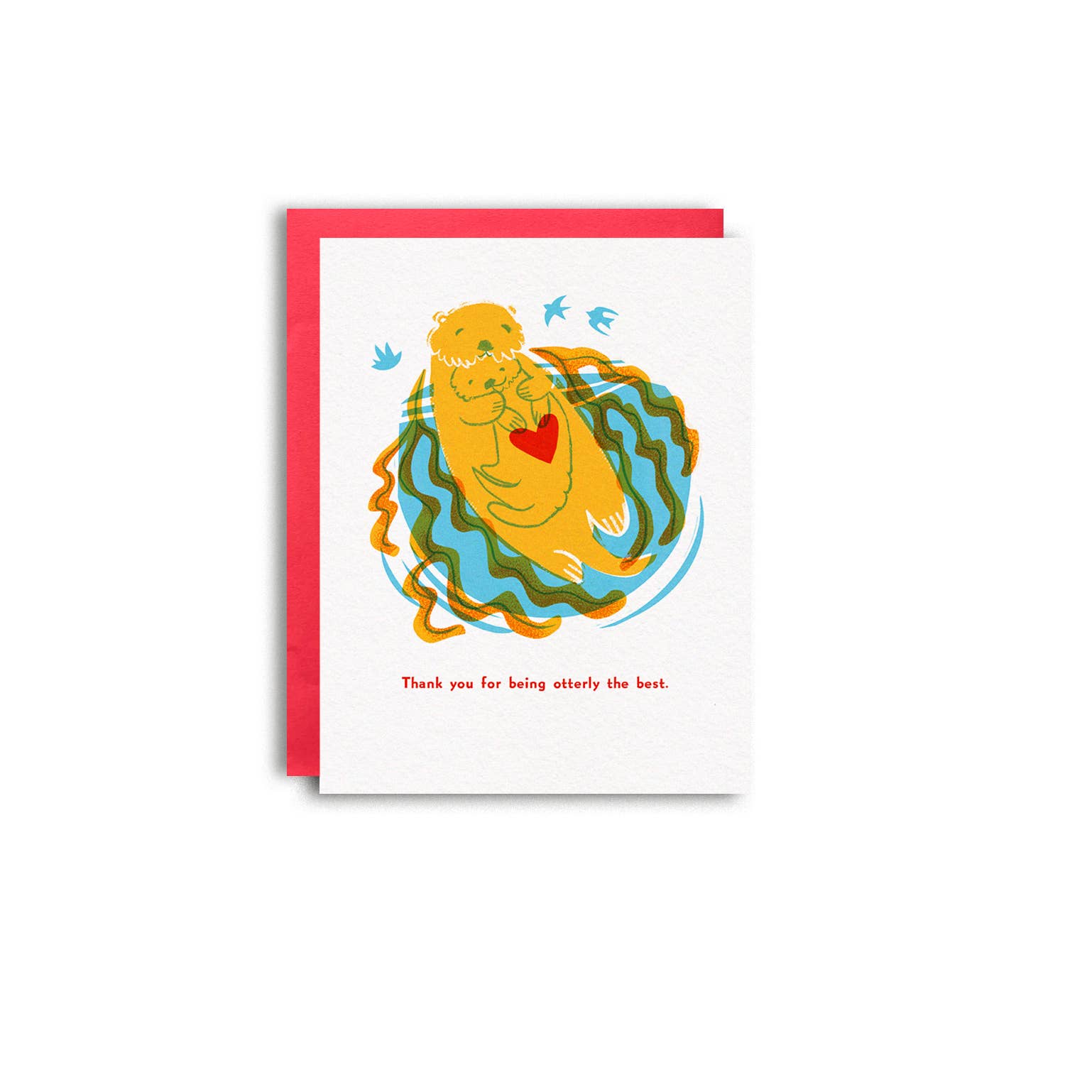 Otter Family Risograph Greeting Card